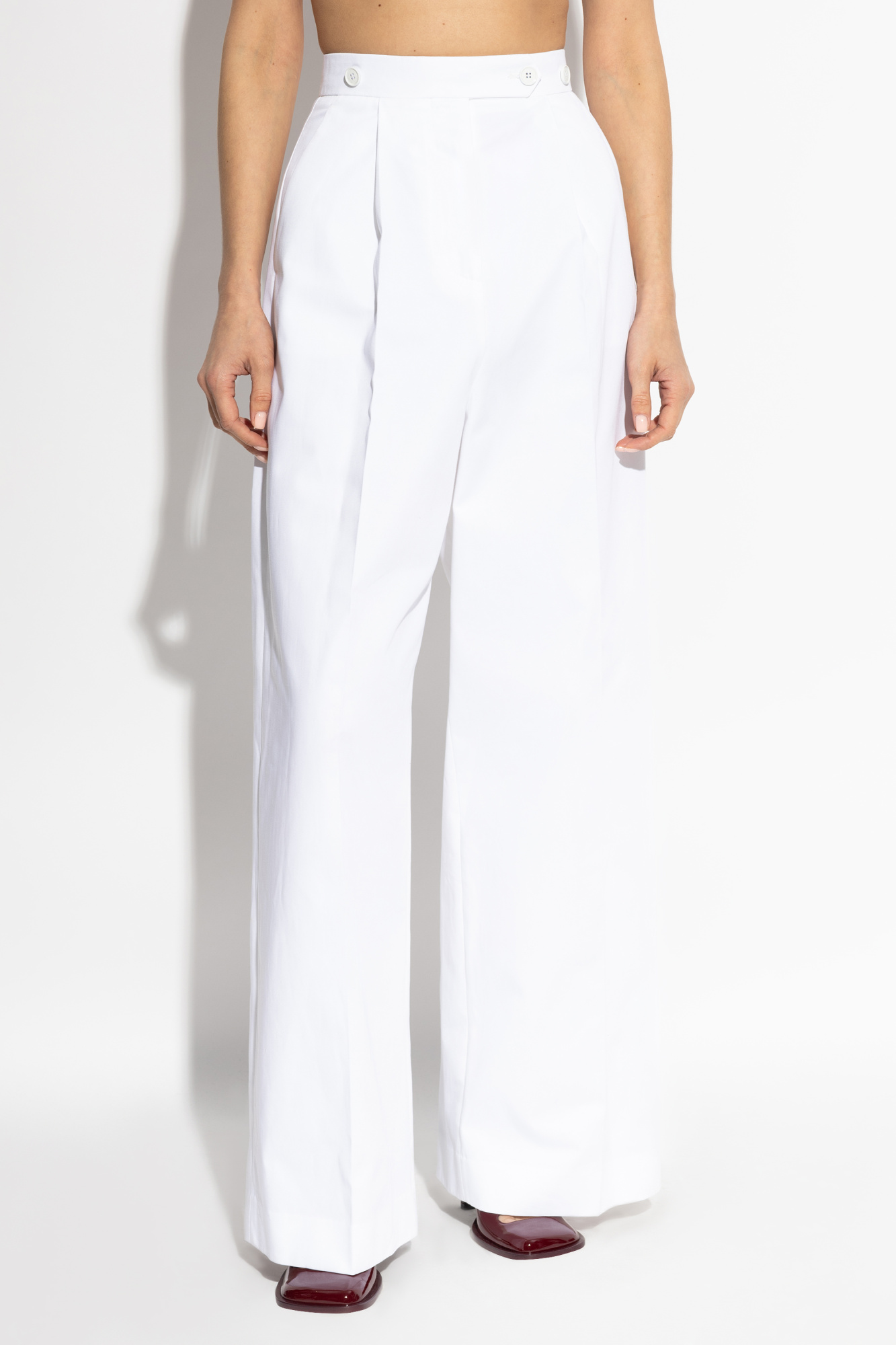GIVENCHY White Linen Wide-Leg Pant